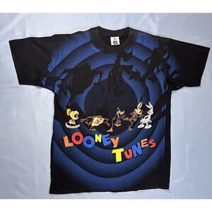 Vintage Looney Tunes All Over Print Tee Lee USA Large